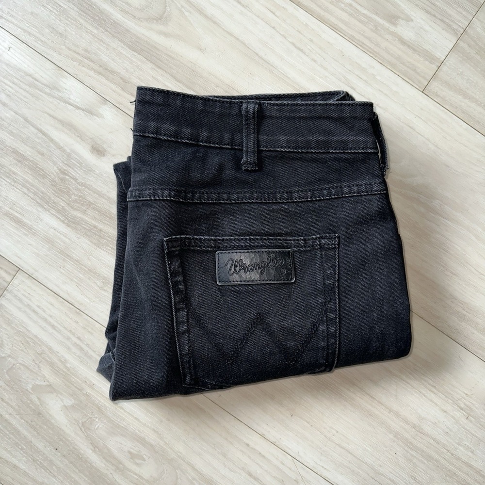 Wrangler Jeans Mens 34x30 Black 100% Cotton Denim Cowboy Skanders Stretch Retro